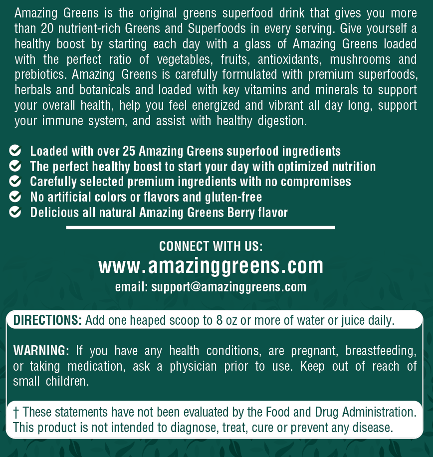 Three Pack: Amazing Greens Superfood Nutritional Powder