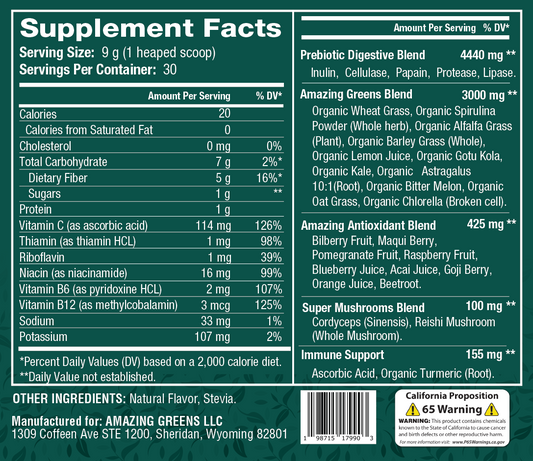 Amazing Greens Superfood Nutritional Powder