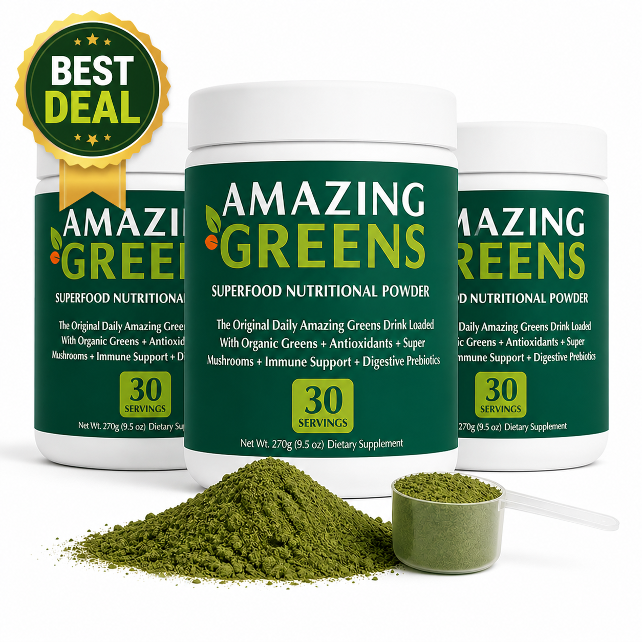 Three Pack: Amazing Greens Superfood Nutritional Powder